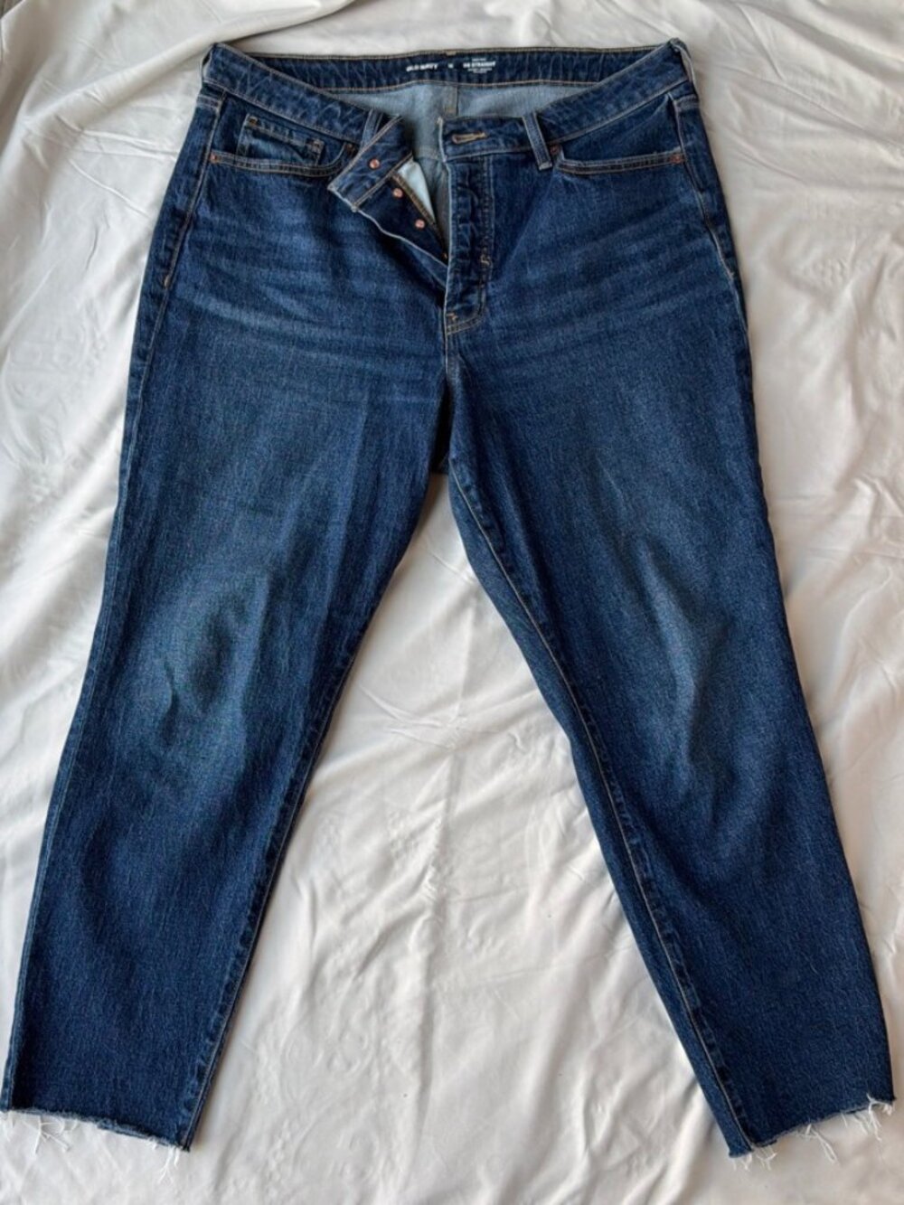 Old Navy High Rise OG Straight Jeans Raw Hem Size 16